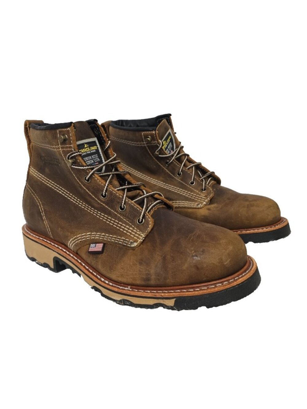 Carolina Men's CA7029 Ferric USA 6" Plain Round Soft Toe Work Boot Brown 12D